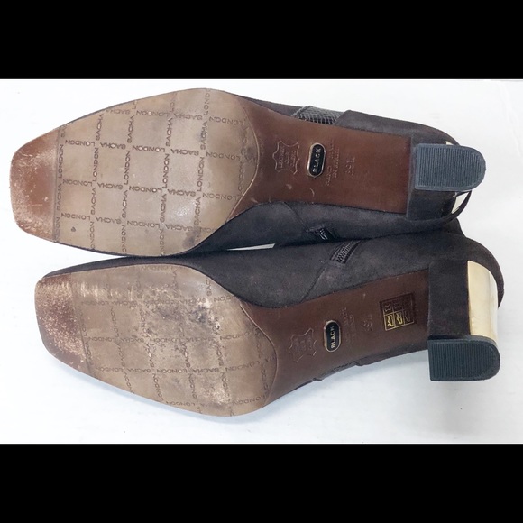 Sacha London Black Label Brown Snake Embossed Ankle Booties gold heels 9.5 - Picture 7 of 13